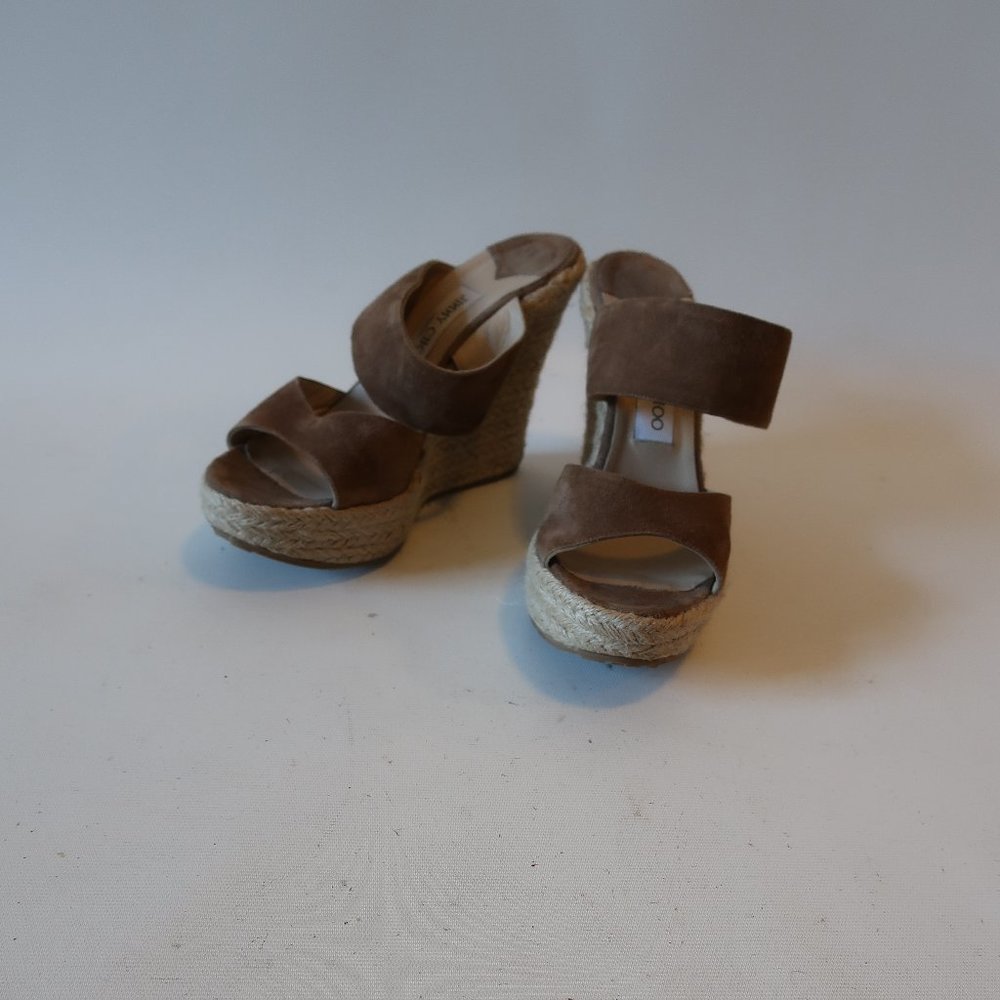 WOMENS JIMMY CHOO "POPLAR" BROWN SUEDE WEDGE 39/9*
